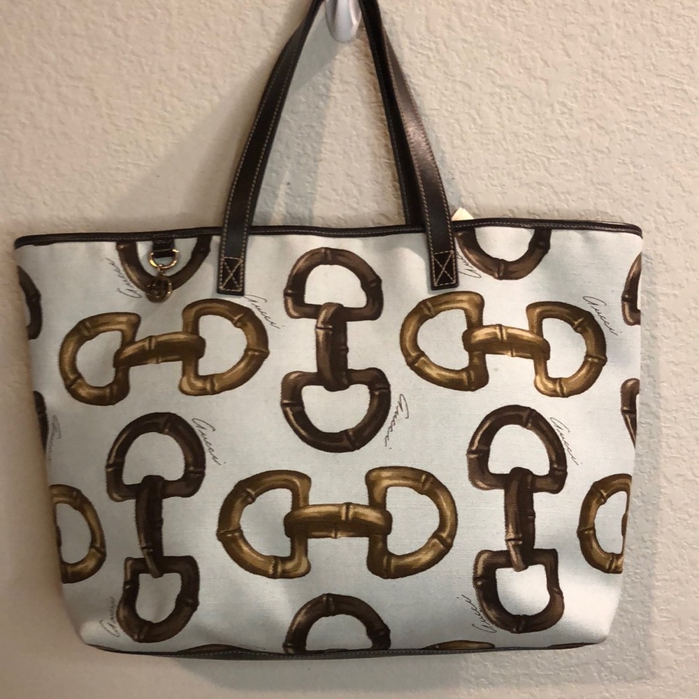 Gucci White and Brown Shoulder Bag